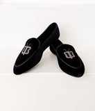 Butterfly Velvet Flats in Black