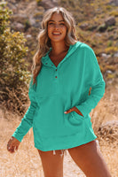 Orange Snap Button Long Sleeve Oversized Hoodie