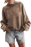 Black Plain Drop Shoulder Crew Neck Pullover Sweatshirt