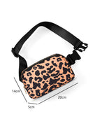 White 20*5*14cm Leopard Print Buckle Canvas Waist Pack Belt Bag