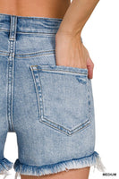 Raw Frayed Hem Ripped denim shorts