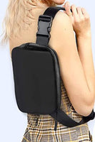 Black Waterproof Zipped Fanny Pack Crossbody Sling Bag