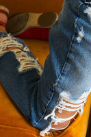 Super High Rise Tattered Ankle Straight-Flying Monkey Brand Jeans