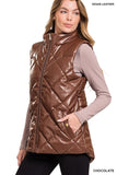 Vegan Leather Puffer Vest