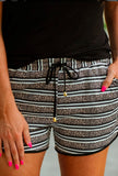 Get In Line Striped Leopard Drawstring Everyday Shorts