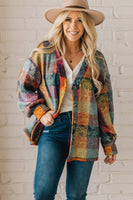 Multicolor Brushed Checked Tunic Buttoned Shacket