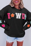 White Glitter Howdy Patch Casual Star Sweatshirt