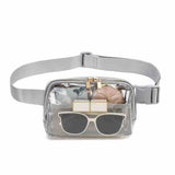 Bright White Adjustable Straps Zipper Clear Waist Bag