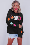 White Glitter Howdy Patch Casual Star Sweatshirt