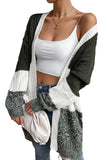 Multicolour Colorblock Textured Cable Knit Open Front Cardigan