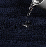 2PC Navy Soft Cozy Plush Chenille Bath Mat Set