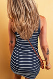 Women's Ribbed Knit Striped Sleeveless Dress