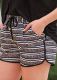 Get In Line Striped Leopard Drawstring Everyday Shorts