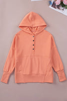 Orange Snap Button Long Sleeve Oversized Hoodie