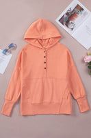 Orange Snap Button Long Sleeve Oversized Hoodie