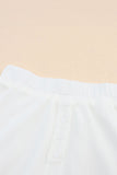 White Waffle Knit Buttoned Long Sleeve Crop & Shorts Lounge Set