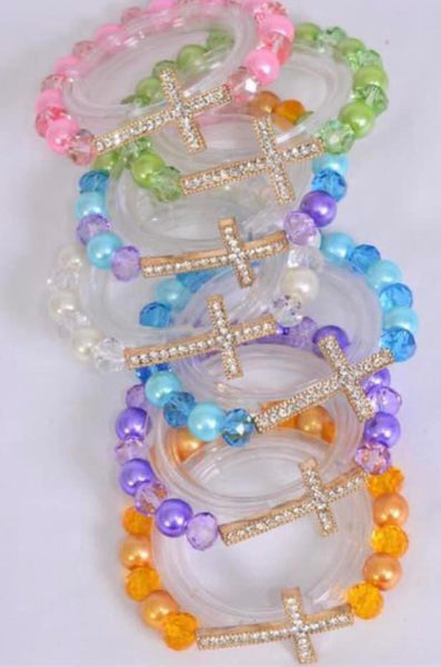 Colored Gemstone Cross bracelets