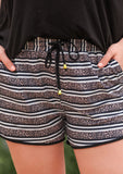 Get In Line Striped Leopard Drawstring Everyday Shorts