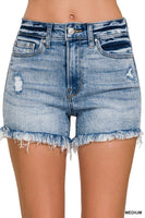 Raw Frayed Hem Ripped denim shorts