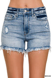 Raw Frayed Hem Ripped denim shorts