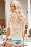 Fishnet Knit Ribbed Round Neck Short Sleeve Tee