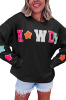 White Glitter Howdy Patch Casual Star Sweatshirt