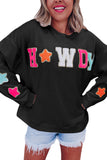 White Glitter Howdy Patch Casual Star Sweatshirt