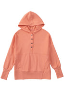 Orange Snap Button Long Sleeve Oversized Hoodie