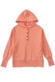 Orange Snap Button Long Sleeve Oversized Hoodie