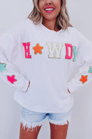 White Glitter Howdy Patch Casual Star Sweatshirt