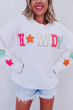 White Glitter Howdy Patch Casual Star Sweatshirt