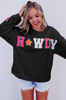 White Glitter Howdy Patch Casual Star Sweatshirt