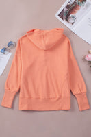 Orange Snap Button Long Sleeve Oversized Hoodie