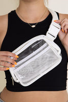 Bright White Adjustable Straps Zipper Clear Waist Bag