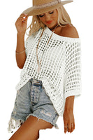 Fishnet Knit Ribbed Round Neck Short Sleeve Tee