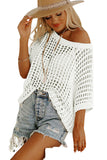 Fishnet Knit Ribbed Round Neck Short Sleeve Tee