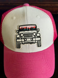 Jeep White/Pink Mesh Trucker hat