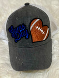 Game Day Football patch hat- Vintage black/white trucker hat