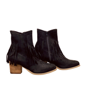 Sandra Fringe Booties in Black - Rural Haze