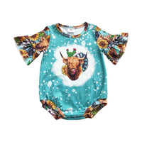 Baby Girls Highland Cow Summer Rompers