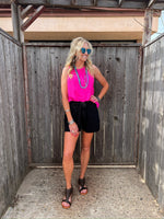 Brenna Black Tie-Waist Shorts