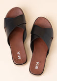 Mia Black Faux Leather Criss Cross Sandal