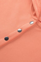 Orange Snap Button Long Sleeve Oversized Hoodie