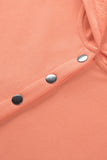 Orange Snap Button Long Sleeve Oversized Hoodie