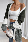 Multicolour Colorblock Textured Cable Knit Open Front Cardigan