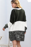 Multicolour Colorblock Textured Cable Knit Open Front Cardigan