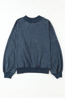 Black Plain Drop Shoulder Crew Neck Pullover Sweatshirt