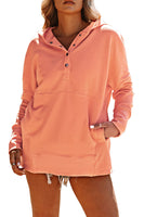 Orange Snap Button Long Sleeve Oversized Hoodie