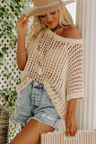 Fishnet Knit Ribbed Round Neck Short Sleeve Tee