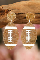 Brown Glittering Rugby Pendant Earrings